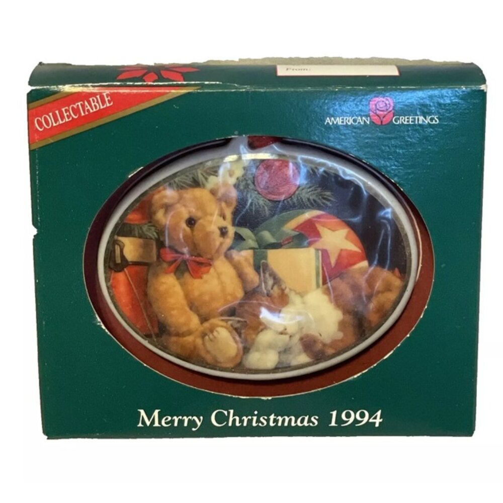 American Greetings Merry Christmas 1994 Ornament Bear Kitten New in Box